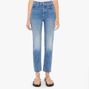 MOTHER The Tomcat Ankle Fray Jeans Wash On the Road High Rise Straight Leg